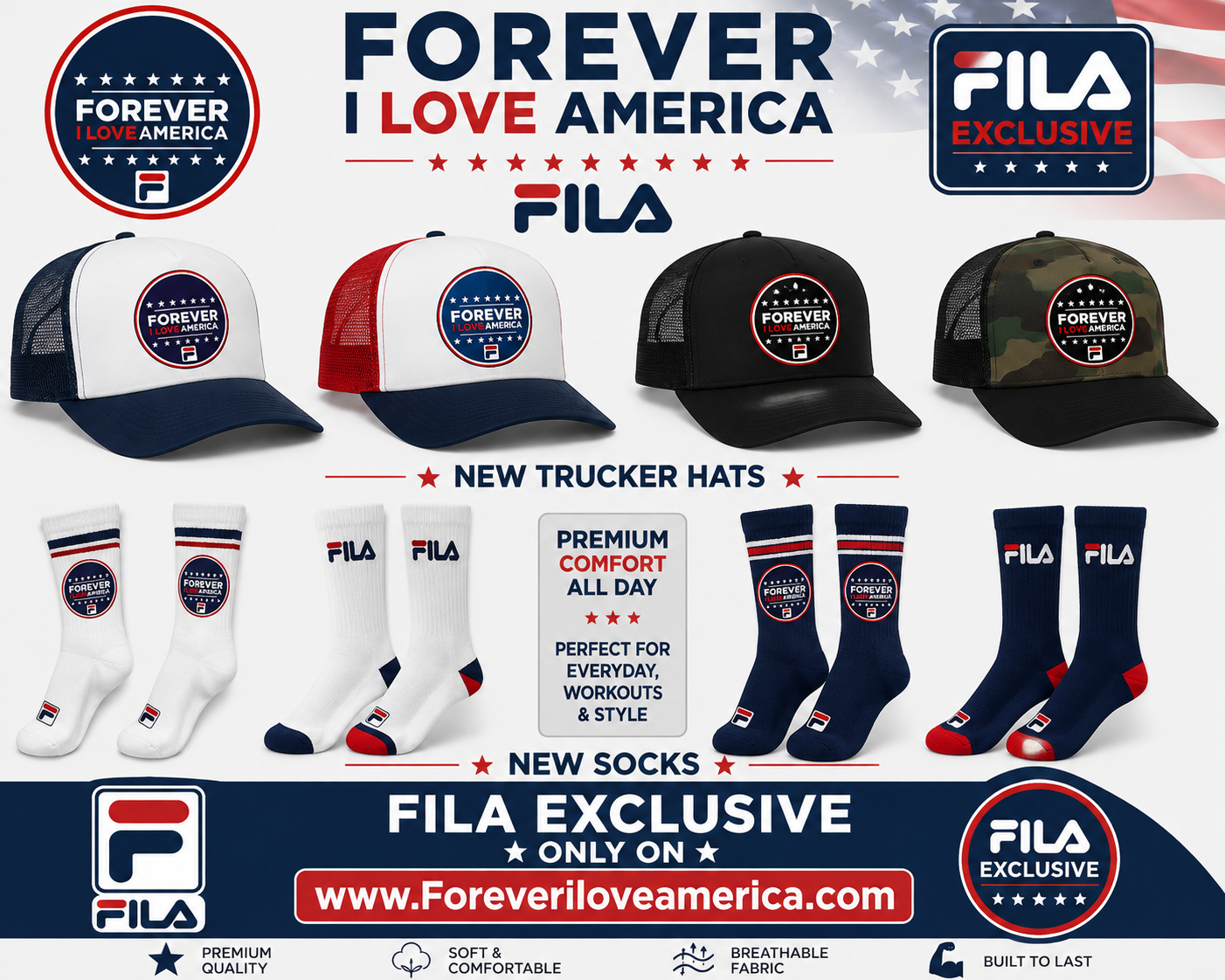 Forever I Love America — Fila Trucker Hat